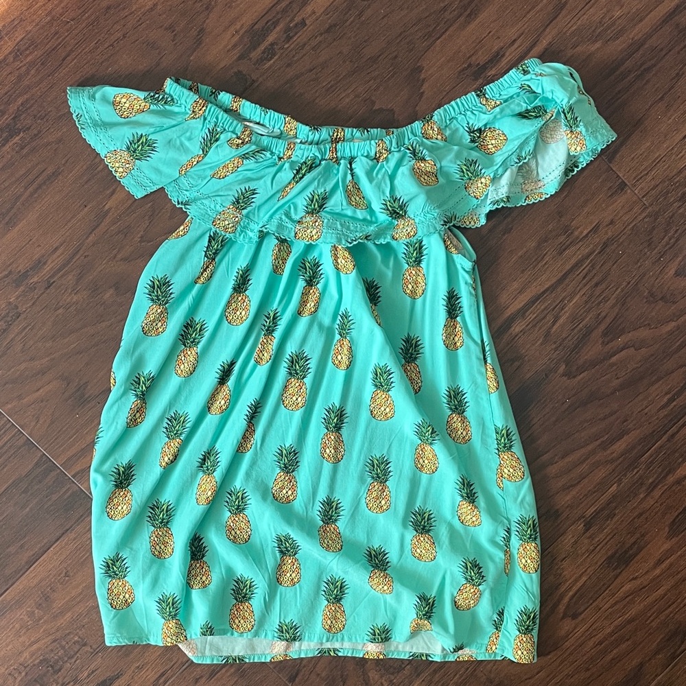 GAP Green Pineapple Print Off-Shoulder Kids Shirt